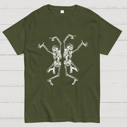 Fall Dancing Skeleton Halloween Geeky T-Shirt