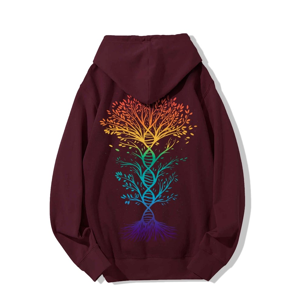 DNA Tree Of Life Science Printed Back Unisex Cotton Hoodie
