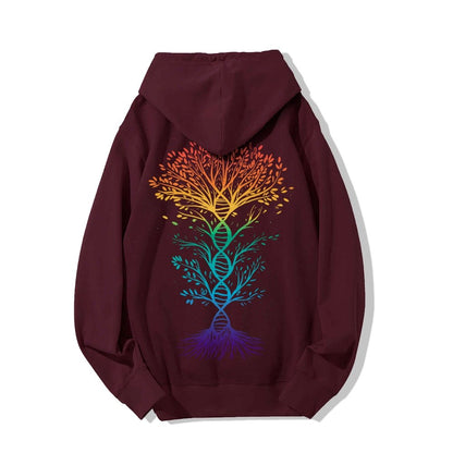 DNA Tree Of Life Science Printed Back Unisex Cotton Hoodie