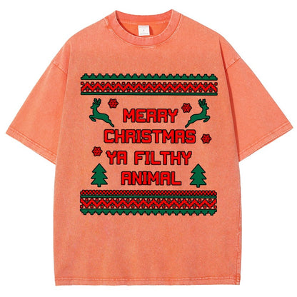 Merry Christmas Ya Filthy Animal funny Vintage Distressed T-shirt