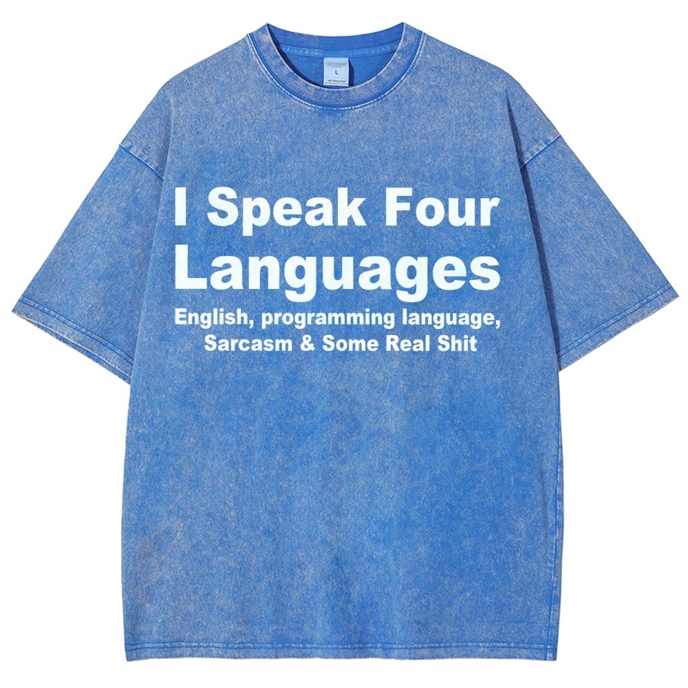 Speak Four Languages Vintage Distressed T-shirt
