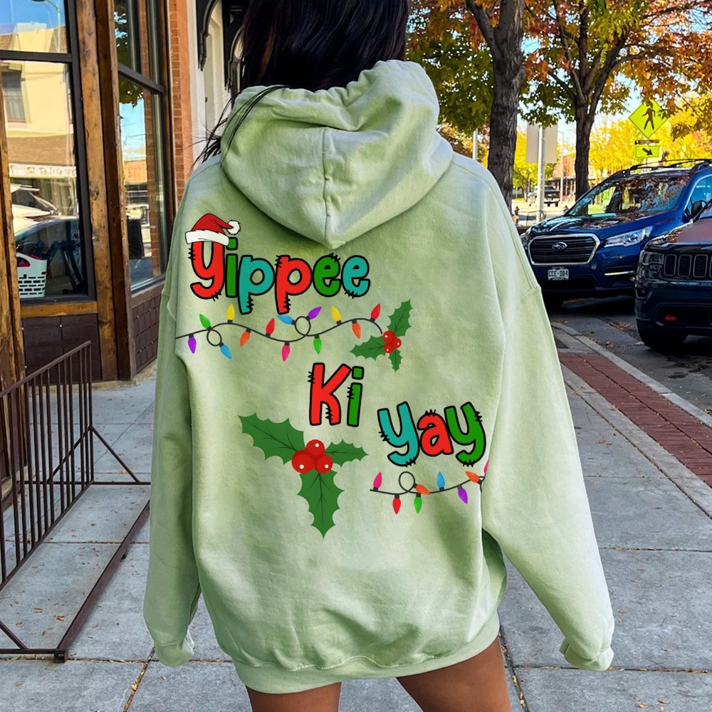 Yippee Ki Yay Christmas Printed Back Cotton Hoodie