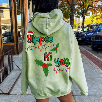 Yippee Ki Yay Christmas Printed Back Cotton Hoodie