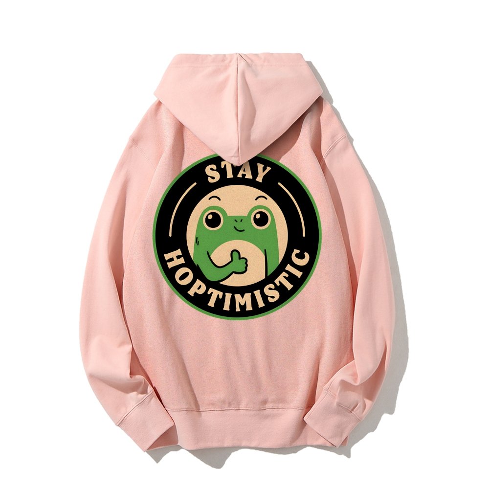 Stay Hoptimistic Printed Back Unisex Cotton Hoodie
