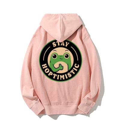 Stay Hoptimistic Printed Back Unisex Cotton Hoodie