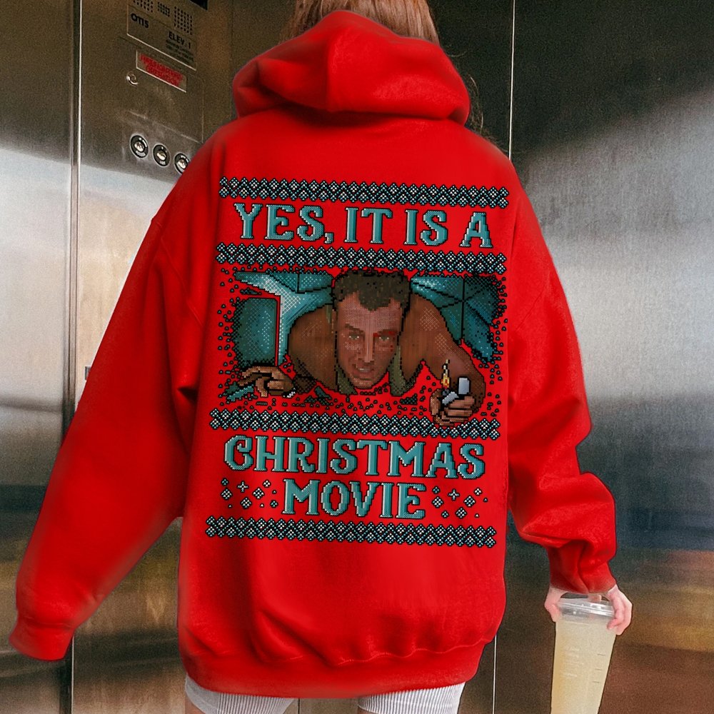 Gen-X Christmas Movie Printed Back Unisex Cotton Hoodie