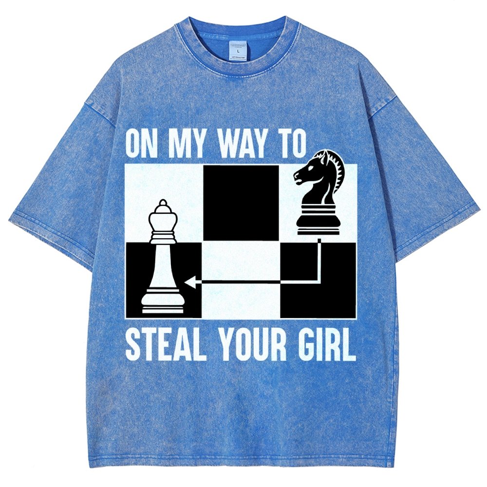 Chess Game On My Way To Steal Your Girl Vintage Distressed T-shirt