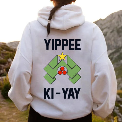 YIPPEE KI-YAY Printed Back Unisex Cotton Hoodie