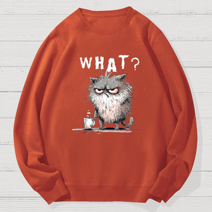 Bad Temper Feline With Coffee Grumpily Catty Funny Geek Cotton Sweatshirt