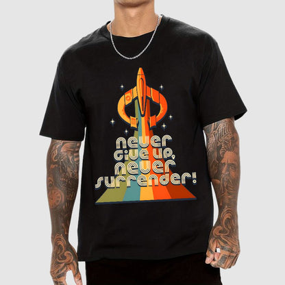 Retro Quest Never give up never surrender! Geek T-Shirt
