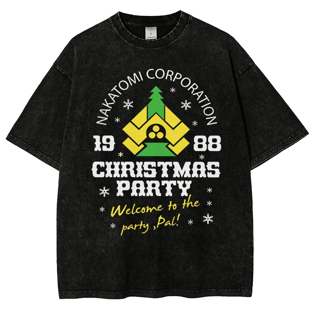 Nakatomi Christmas Party Vintage Distressed T-shirt