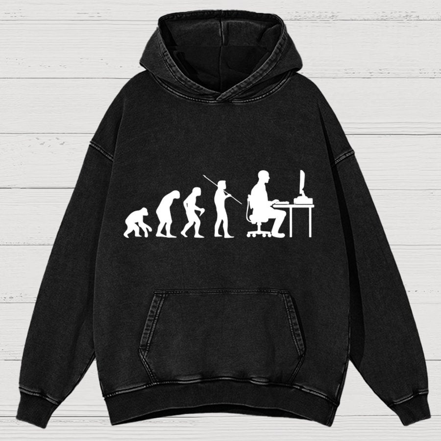 Computer Worker Evolution Shirt, Programmer Vintage Distressed Hoodie
