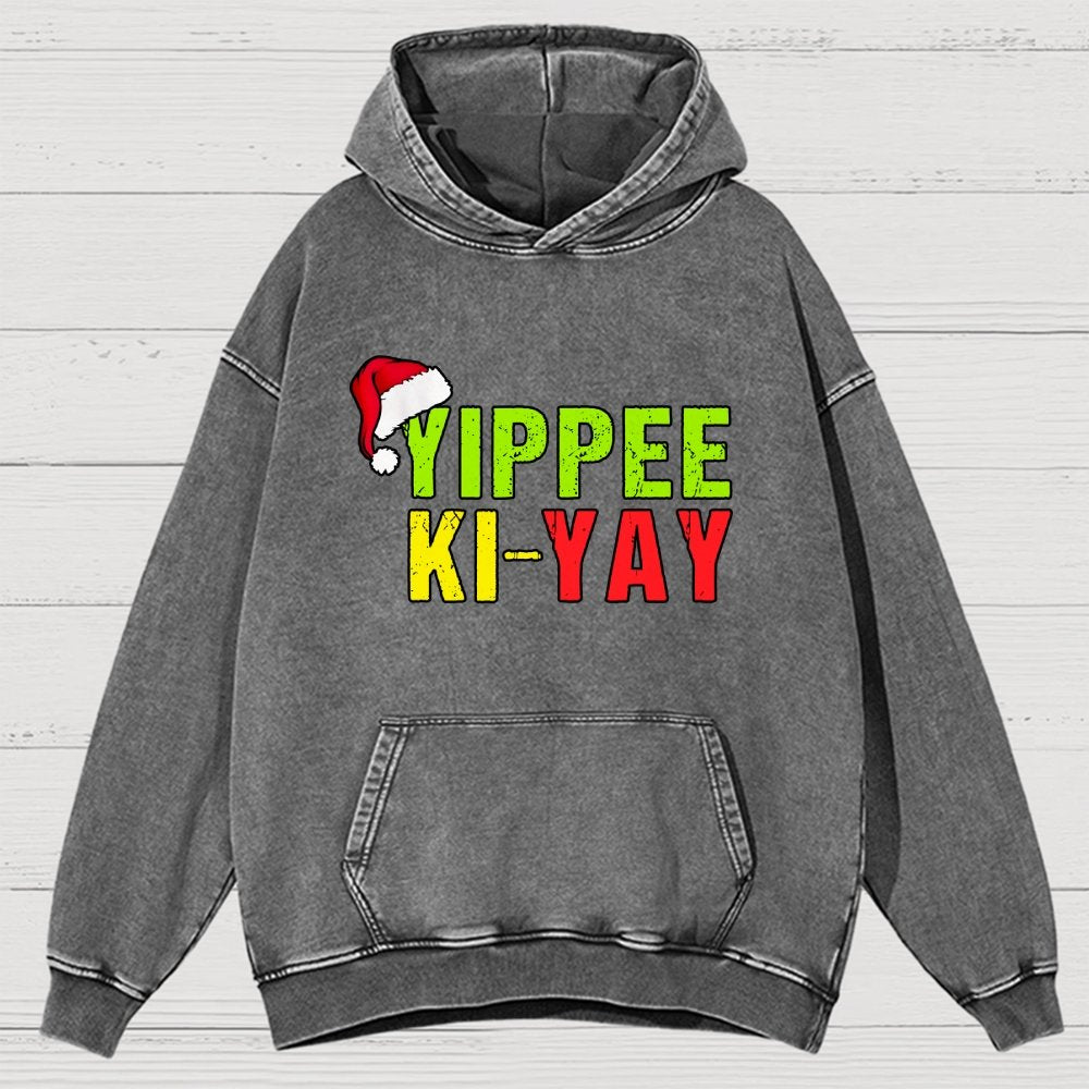 Yippee-Ki-Yay Funny Christmas Vintage Distressed Hoodie