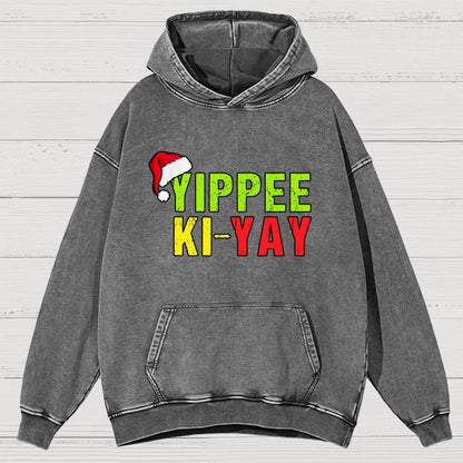Yippee-Ki-Yay Funny Christmas Vintage Distressed Hoodie