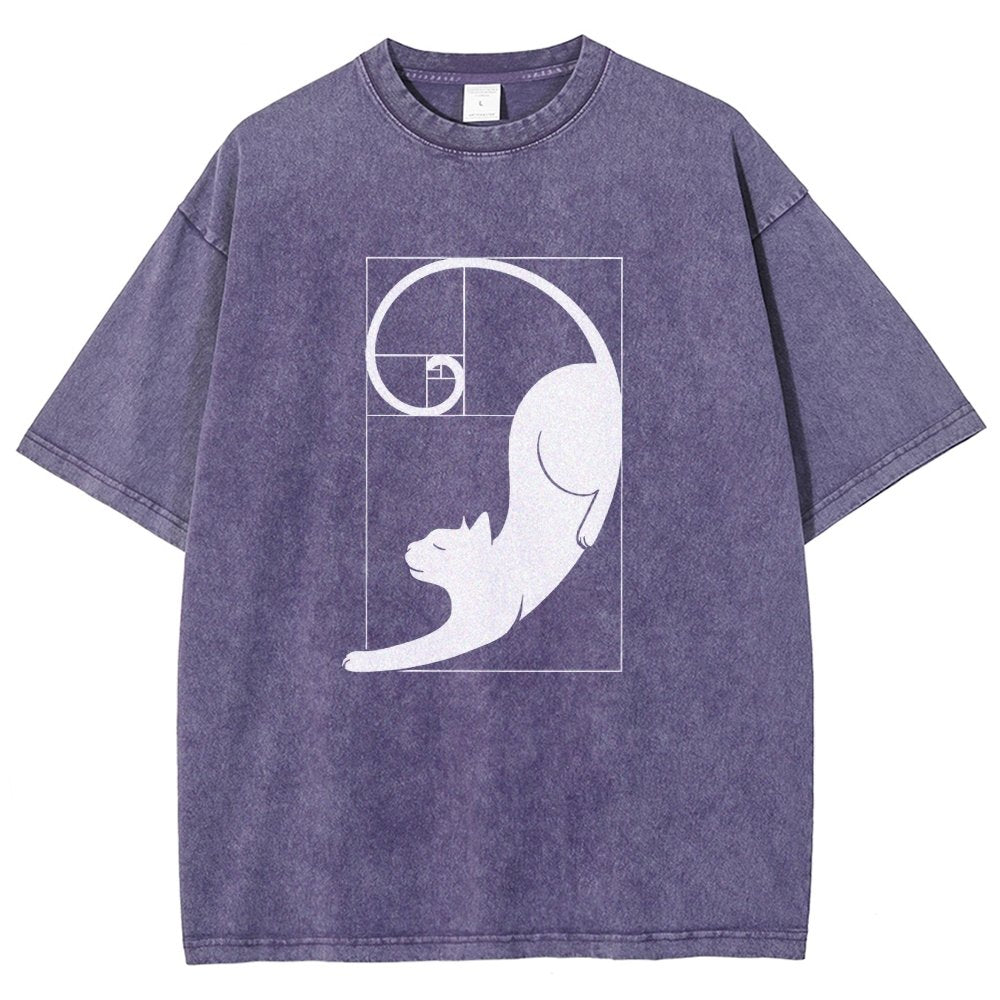 Fibonacci Cat Golden Ratio Vintage Distressed T-shirt