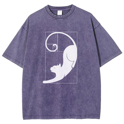 Fibonacci Cat Golden Ratio Vintage Distressed T-shirt