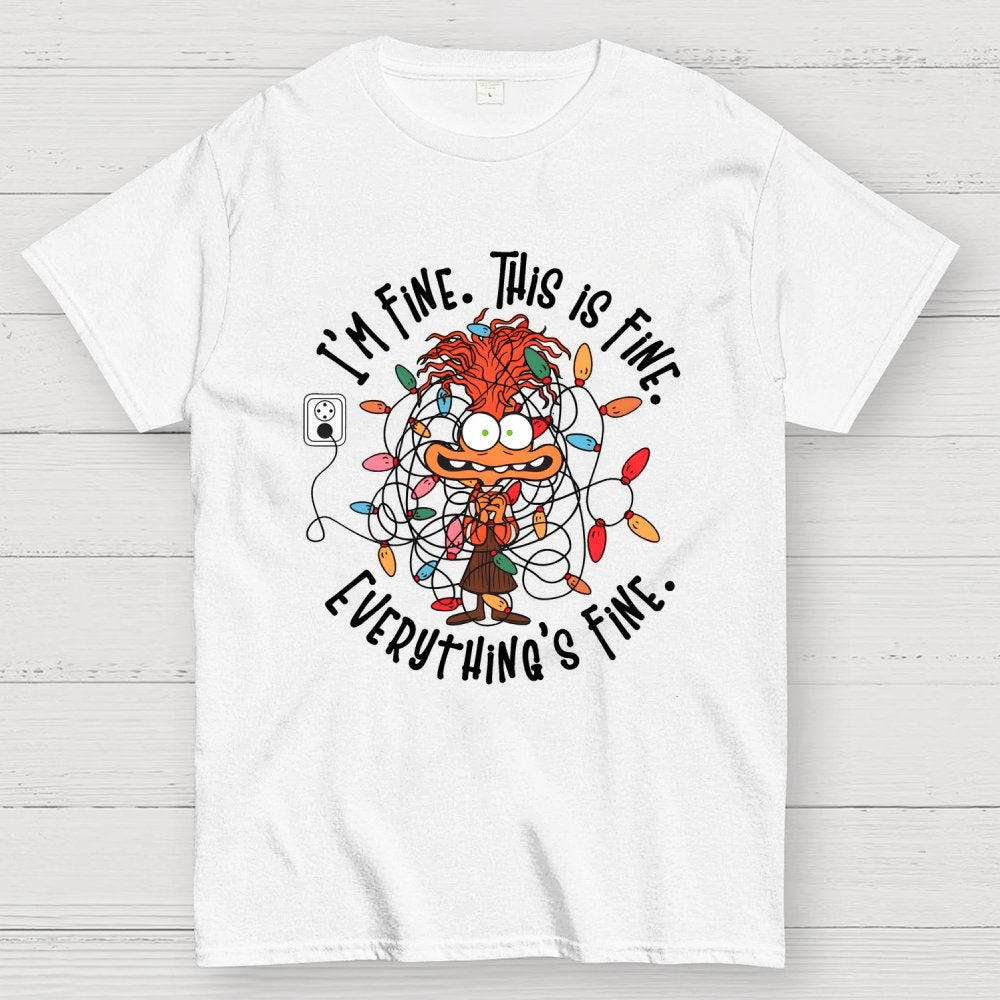 It's Fine This Is Fine Everything Is Fine Christmas Light Geek T-Shirt