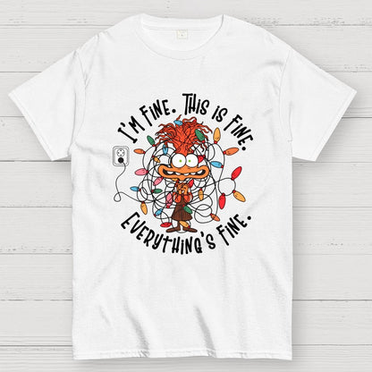 It's Fine This Is Fine Everything Is Fine Christmas Light Geek T-Shirt