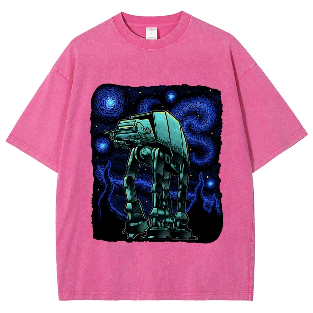 Armored Tank Starry Night Vintage Distressed T-shirt