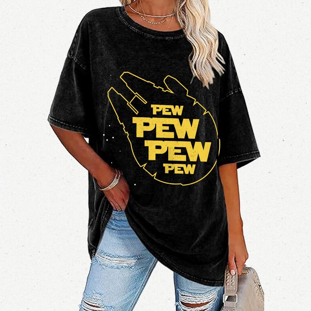 Pew Pew Starship Vintage Distressed T-shirt