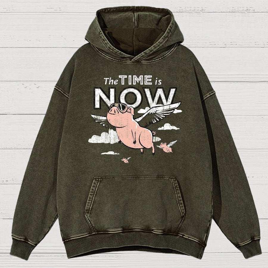 The Time Is Now Vintage Distressed Hoodie