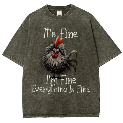 It's Fine，Funny Chick Vintage Distressed T-shirt
