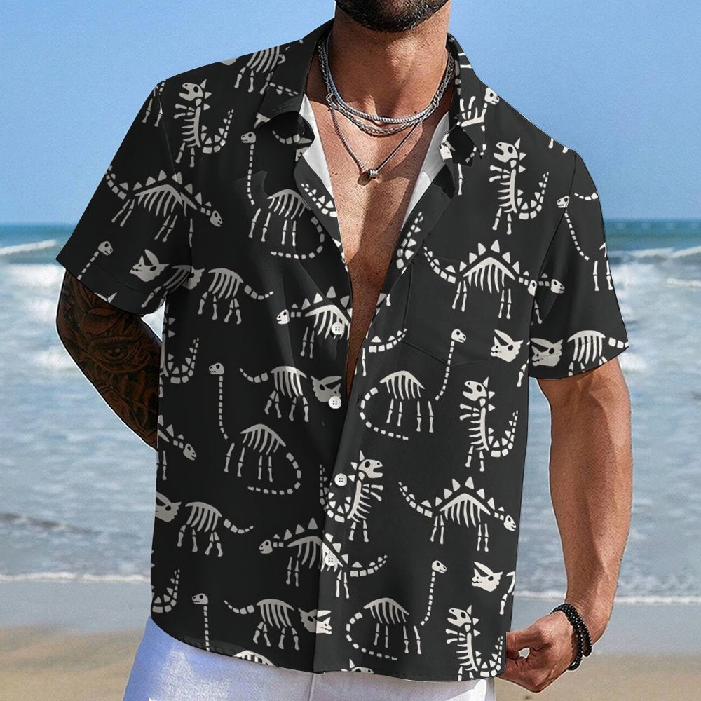 Dinosaur skeleton pattern Geek Hawaiian Shirt