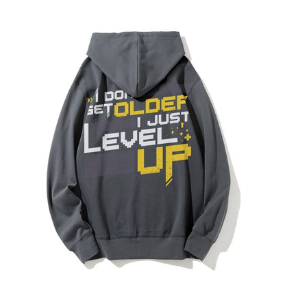 I Don't Older Just Level UP Printed Back Unisex Cotton Hoodie