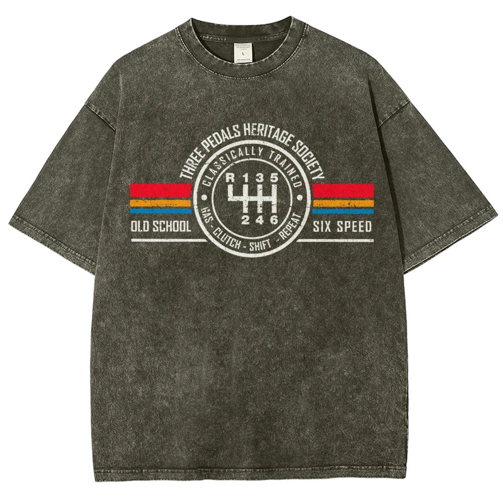 Three Pedals Heritage Society Vintage Distressed T-shirt