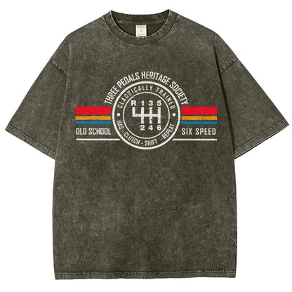 Three Pedals Heritage Society Vintage Distressed T-shirt