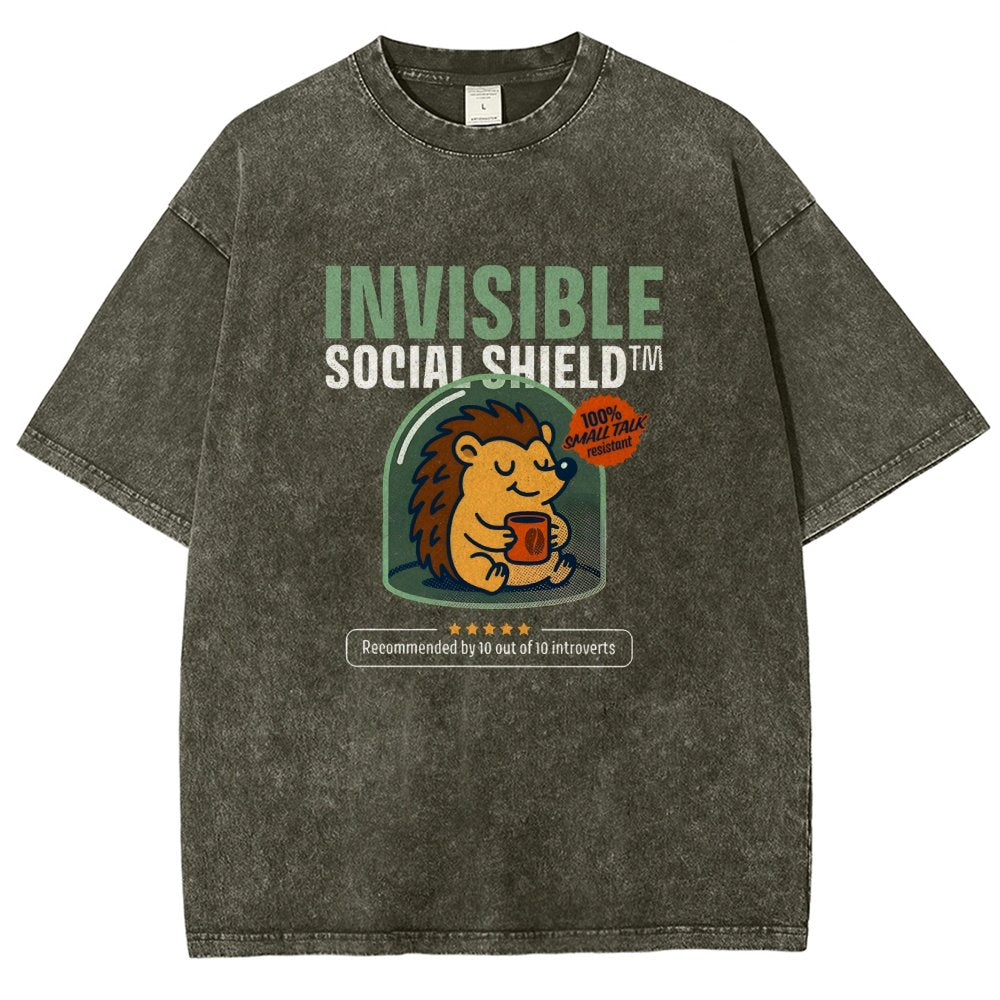 Invisible Social Shield Vintage Distressed T-shirt