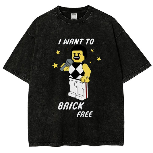 I Want To Brick Free Vintage Distressed T-shirt
