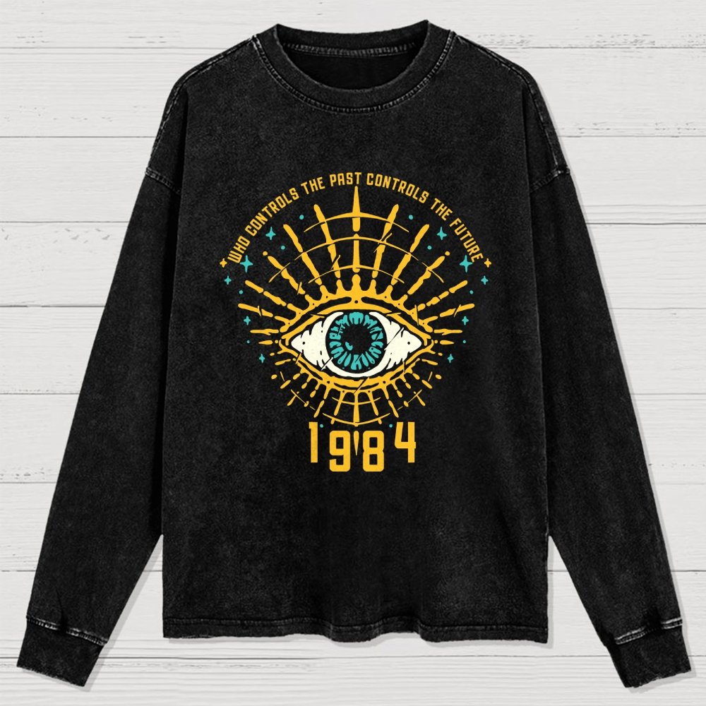1984 George Orwell Control The Future Washed Long Sleeve Tee