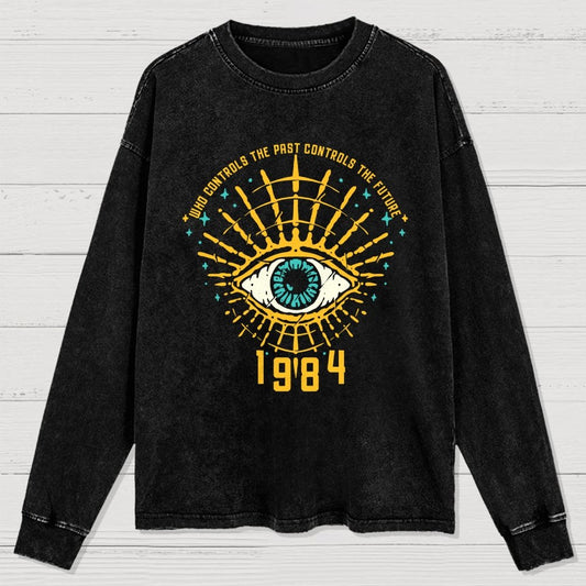 1984 George Orwell Control The Future Washed Long Sleeve Tee