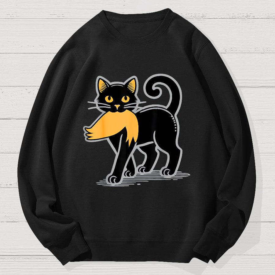 Black Cat Sarcasm Funny Cotton Sweatshirt
