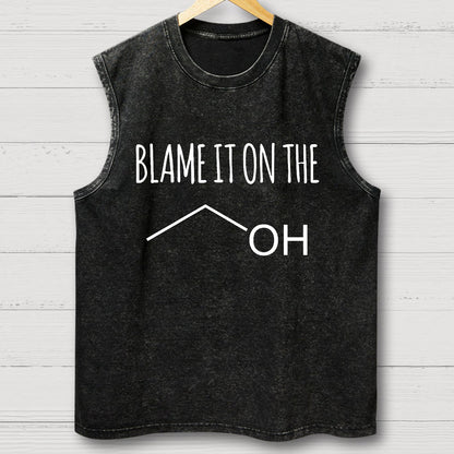 Blame It On The Alcohol Vintage Distressed Washed Tank