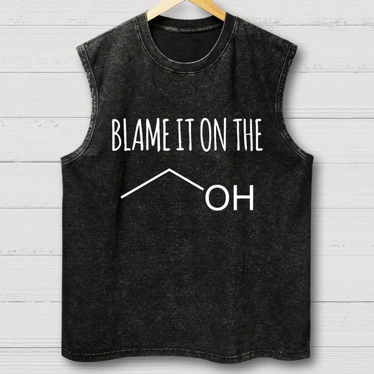 Blame It On The Alcohol Vintage Distressed Washed Tank