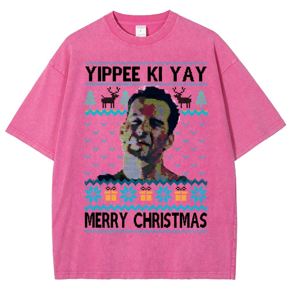 Yippee Ki Yay Christmas Vintage Distressed T-shirt