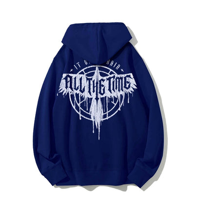 It Can't Rain All The Time Nerd Printed Back Cotton Hoodie