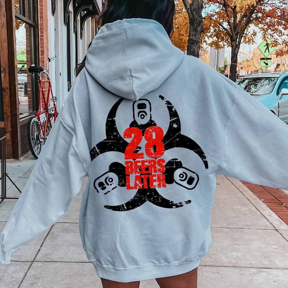 28 beers later Printed Back Unisex Cotton Hoodie