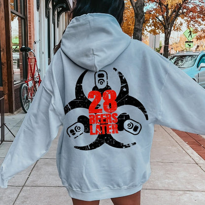 28 beers later Printed Back Unisex Cotton Hoodie