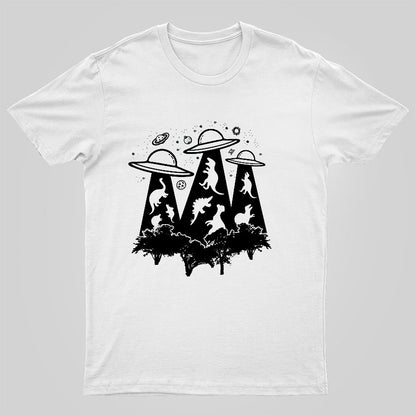 Dinosaur Alien Abduction Unisex Adult Geeky T-Shirt