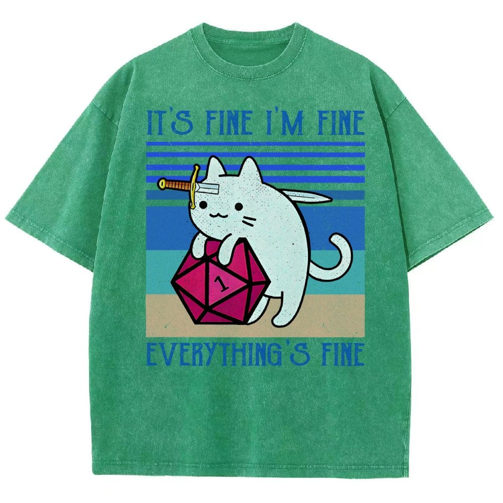 Cat It's Fine I'm Fine Everything's Fine Vintage Distressed T-shirt