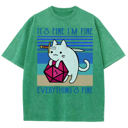 Cat It's Fine I'm Fine Everything's Fine Vintage Distressed T-shirt
