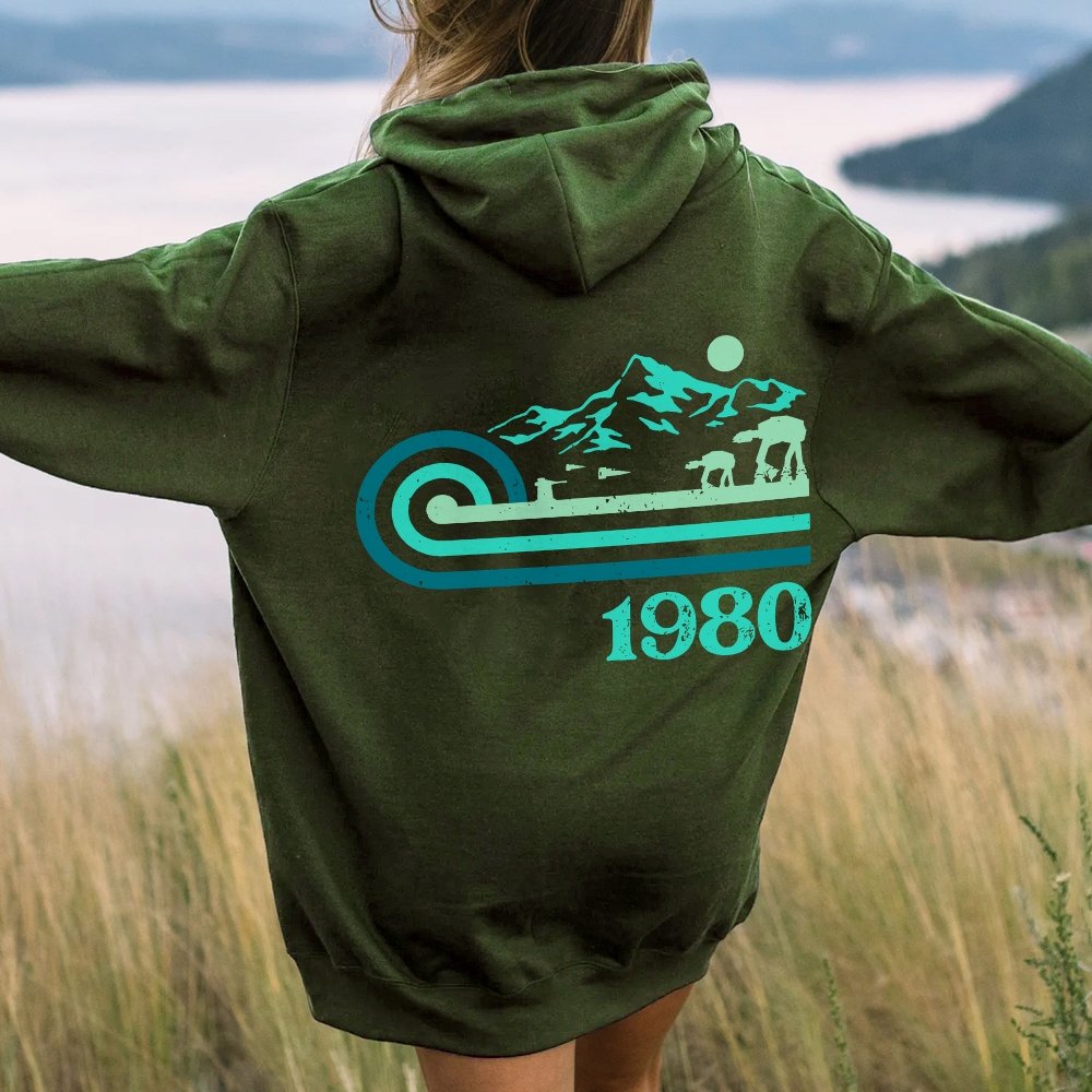 Retro Vintage Base Printed Back Unisex Cotton Hoodie
