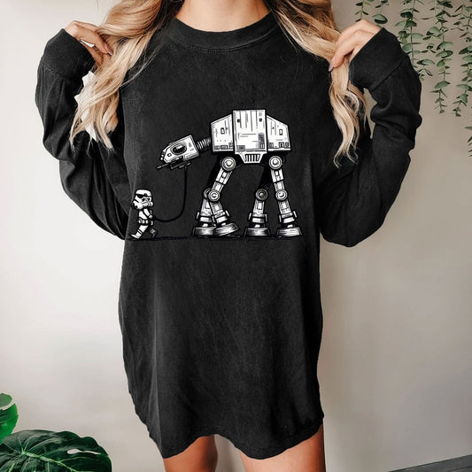 Tech Robot Dog - Galactic Battles Washed Long Sleeve Tee