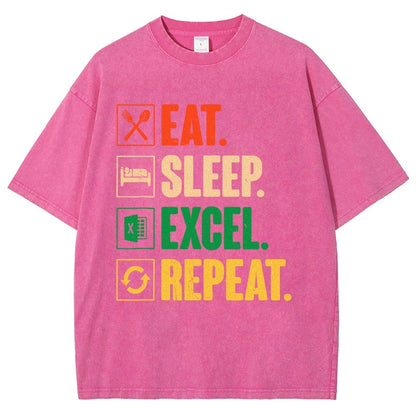 Eat Sleep Excel Repeat Funny Excel Vintage Distressed T-shirt