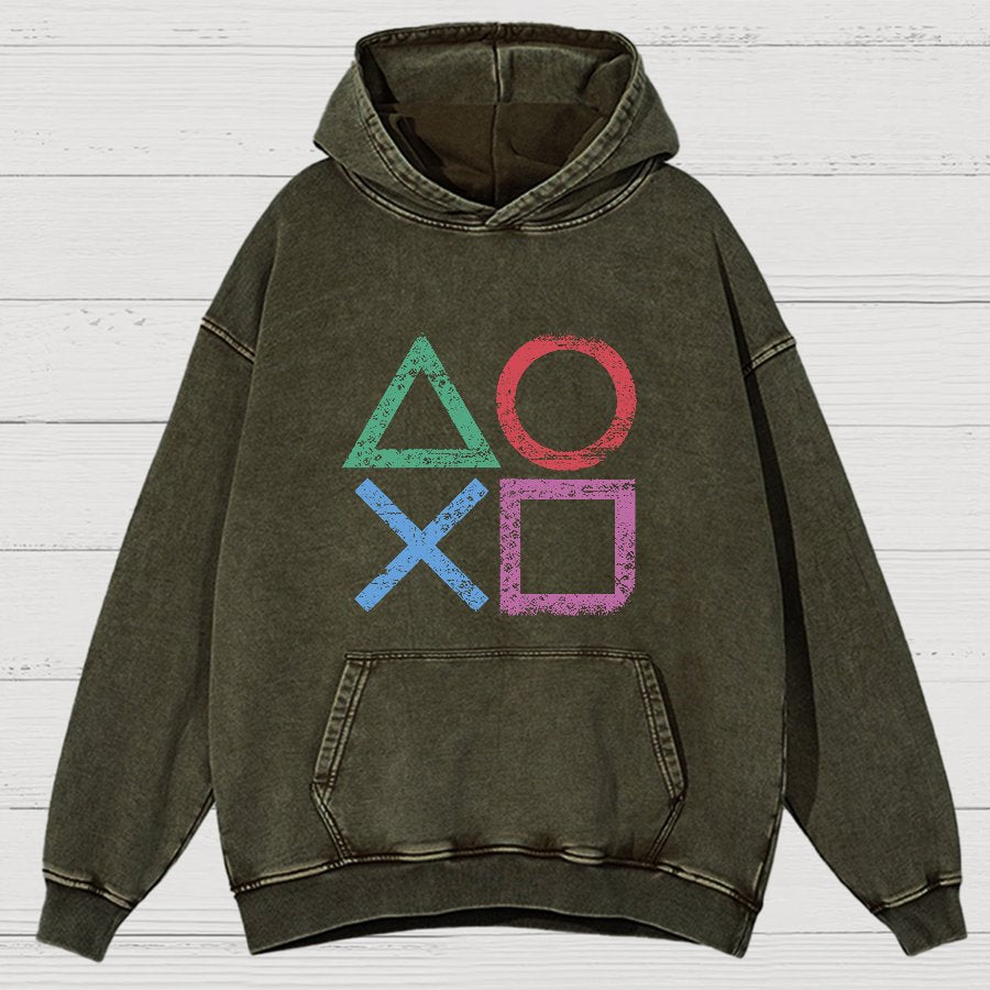 Gaming symbols Geeky Vintage Distressed Hoodie