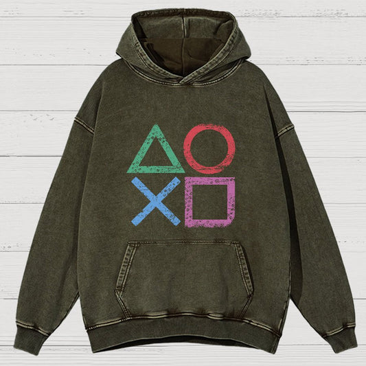 Gaming symbols Geeky Vintage Distressed Hoodie