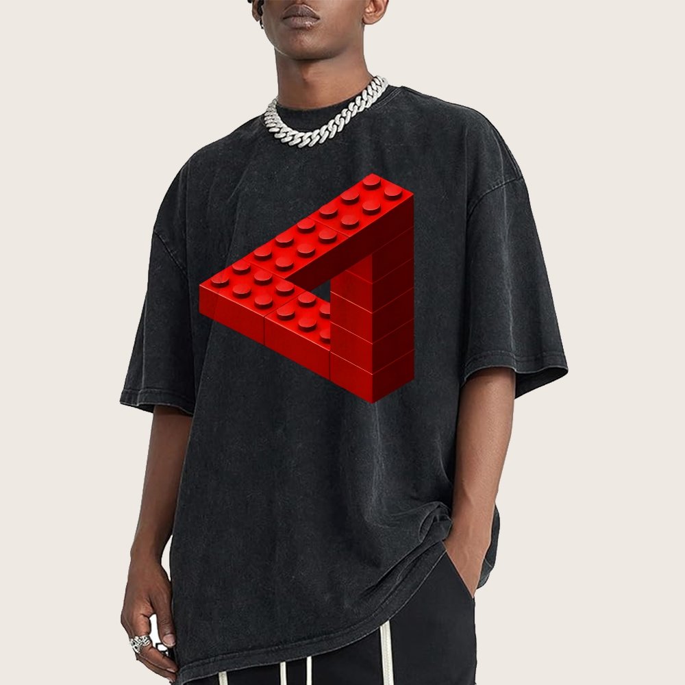 Escher Toy Bricks Vintage Distressed T-shirt 2412001063